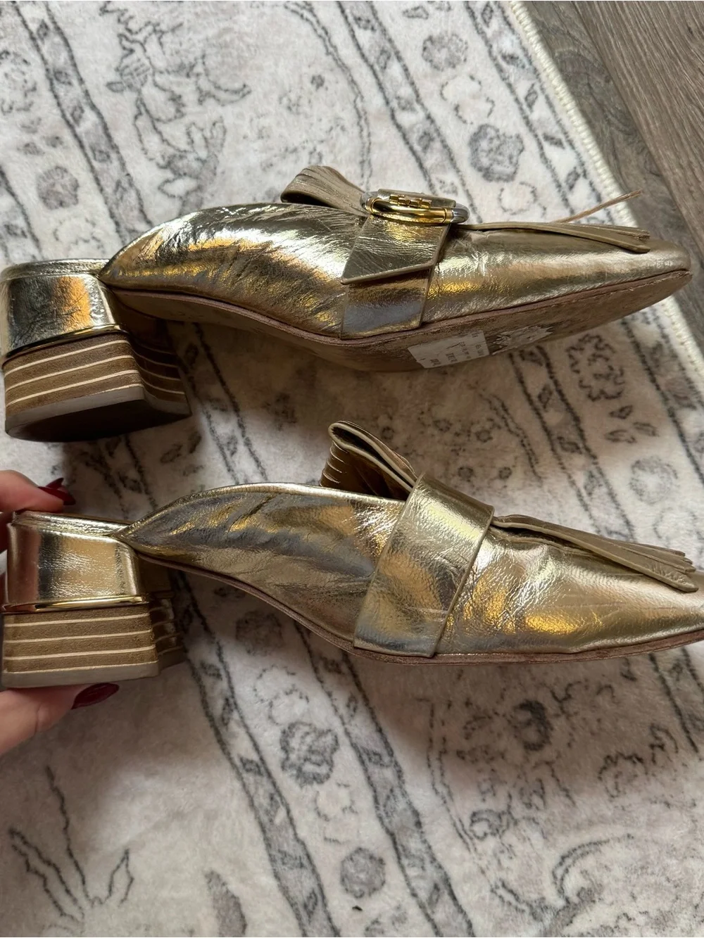 Tory Burch Women's Multi Logo Kiltie Mules-Shoes gold